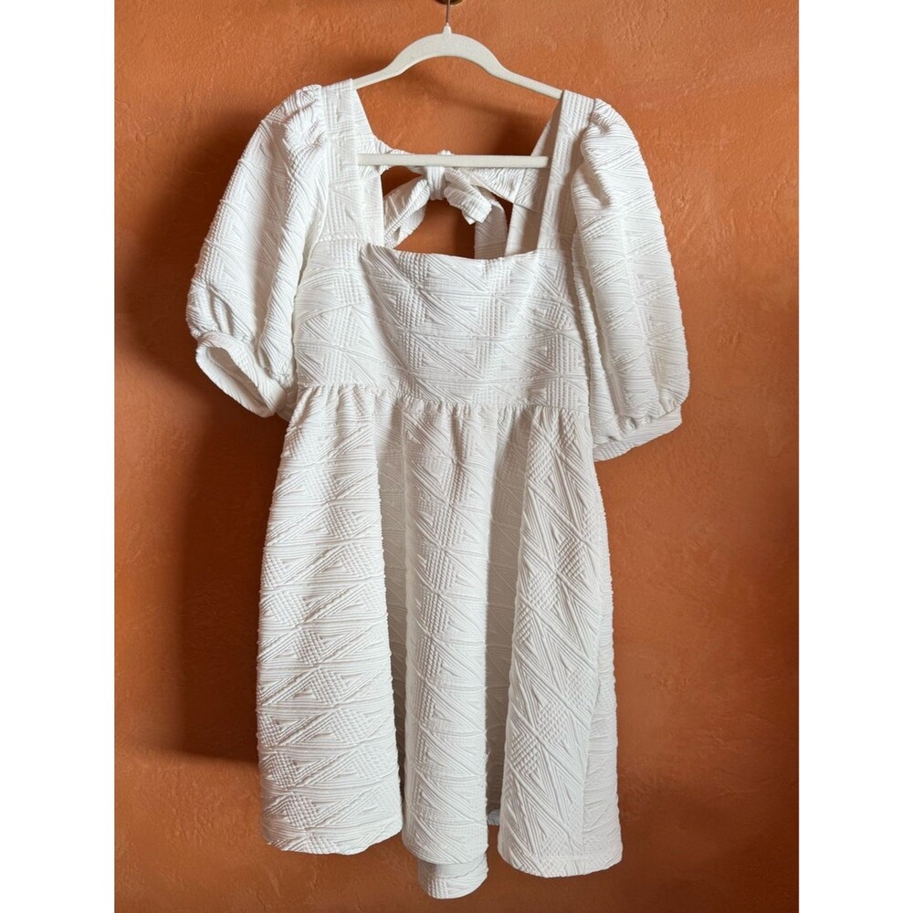 Free People Textured Puff Sleeve Pocket Mini Dress Size M